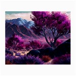 Landscape Landscape Painting Purple Purple Trees Small Glasses Cloth