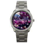 Landscape Landscape Painting Purple Purple Trees Sport Metal Watch