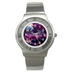 Landscape Landscape Painting Purple Purple Trees Stainless Steel Watch