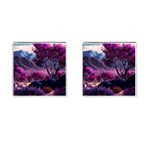 Landscape Landscape Painting Purple Purple Trees Cufflinks (Square)