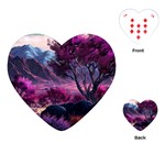 Landscape Landscape Painting Purple Purple Trees Playing Cards Single Design (Heart)