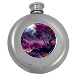 Landscape Landscape Painting Purple Purple Trees Round Hip Flask (5 oz)