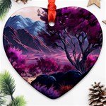 Landscape Landscape Painting Purple Purple Trees Heart Ornament (Two Sides)