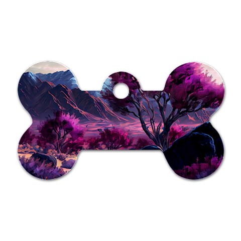 Landscape Landscape Painting Purple Purple Trees Dog Tag Bone (One Side) from ArtsNow.com Front
