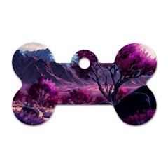 Landscape Landscape Painting Purple Purple Trees Dog Tag Bone (Two Sides) from ArtsNow.com Front