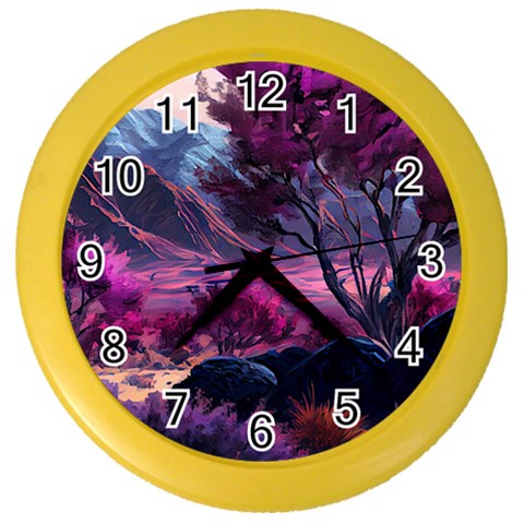 Landscape Landscape Painting Purple Purple Trees Color Wall Clock from ArtsNow.com Front