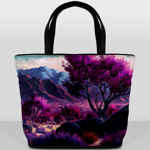 Landscape Landscape Painting Purple Purple Trees Bucket Bag from ArtsNow.com Front