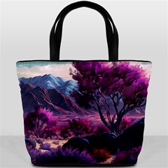 Landscape Landscape Painting Purple Purple Trees Bucket Bag from ArtsNow.com Back