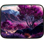 Landscape Landscape Painting Purple Purple Trees Fleece Blanket (Mini)