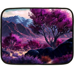 Landscape Landscape Painting Purple Purple Trees Fleece Blanket (Mini) from ArtsNow.com 35 x27  Blanket Back