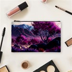 Landscape Landscape Painting Purple Purple Trees Cosmetic Bag (Medium)