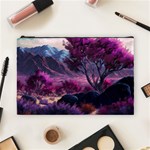 Landscape Landscape Painting Purple Purple Trees Cosmetic Bag (Large)