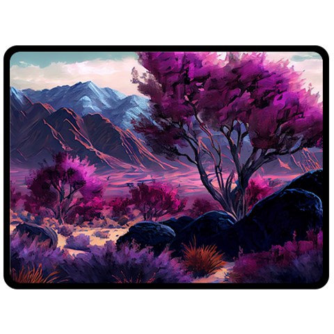 Landscape Landscape Painting Purple Purple Trees One Side Fleece Blanket (Large) from ArtsNow.com 80 x60  Blanket Front