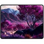 Landscape Landscape Painting Purple Purple Trees One Side Fleece Blanket (Medium)