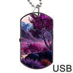 Landscape Landscape Painting Purple Purple Trees Dog Tag USB Flash (One Side)