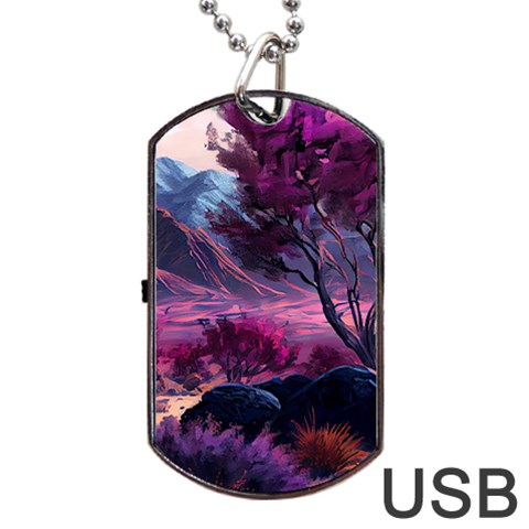 Landscape Landscape Painting Purple Purple Trees Dog Tag USB Flash (Two Sides) from ArtsNow.com Front