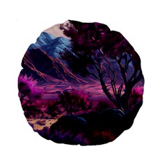 Landscape Landscape Painting Purple Purple Trees Standard 15  Premium Round Cushions from ArtsNow.com Front