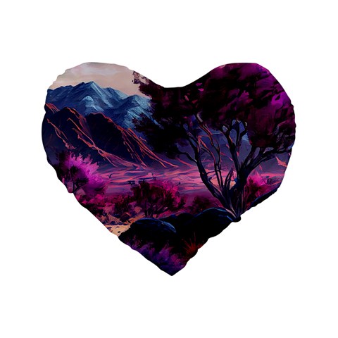 Landscape Landscape Painting Purple Purple Trees Standard 16  Premium Heart Shape Cushions from ArtsNow.com Front