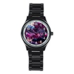 Landscape Landscape Painting Purple Purple Trees Stainless Steel Round Watch