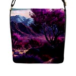 Landscape Landscape Painting Purple Purple Trees Flap Closure Messenger Bag (L)