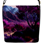 Landscape Landscape Painting Purple Purple Trees Flap Closure Messenger Bag (S)