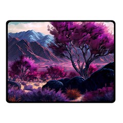 Landscape Landscape Painting Purple Purple Trees Fleece Blanket (Small) from ArtsNow.com 45 x34  Blanket Back