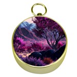 Landscape Landscape Painting Purple Purple Trees Gold Compasses