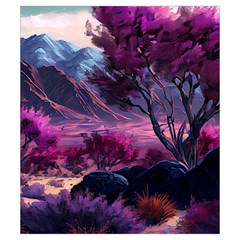 Landscape Landscape Painting Purple Purple Trees Drawstring Pouch (Small) from ArtsNow.com Back