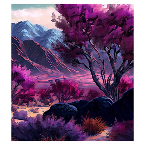 Landscape Landscape Painting Purple Purple Trees Drawstring Pouch (Medium) from ArtsNow.com Back
