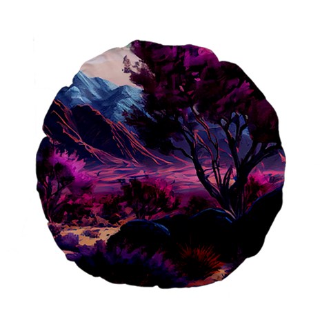 Landscape Landscape Painting Purple Purple Trees Standard 15  Premium Flano Round Cushions from ArtsNow.com Front