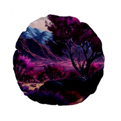 Landscape Landscape Painting Purple Purple Trees Standard 15  Premium Flano Round Cushions from ArtsNow.com Back