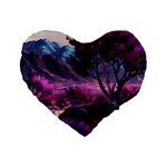 Landscape Landscape Painting Purple Purple Trees Standard 16  Premium Flano Heart Shape Cushions