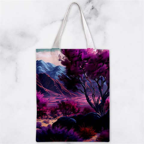 Landscape Landscape Painting Purple Purple Trees Zipper Classic Tote Bag from ArtsNow.com Front