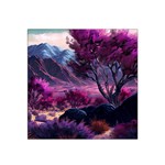 Landscape Landscape Painting Purple Purple Trees Satin Bandana Scarf 22  x 22 