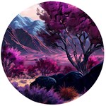 Landscape Landscape Painting Purple Purple Trees Wooden Bottle Opener (Round)