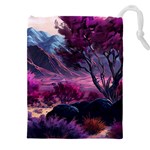 Landscape Landscape Painting Purple Purple Trees Drawstring Pouch (4XL)