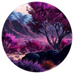 Landscape Landscape Painting Purple Purple Trees Round Trivet