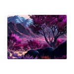 Landscape Landscape Painting Purple Purple Trees One Side Premium Plush Fleece Blanket (Mini)