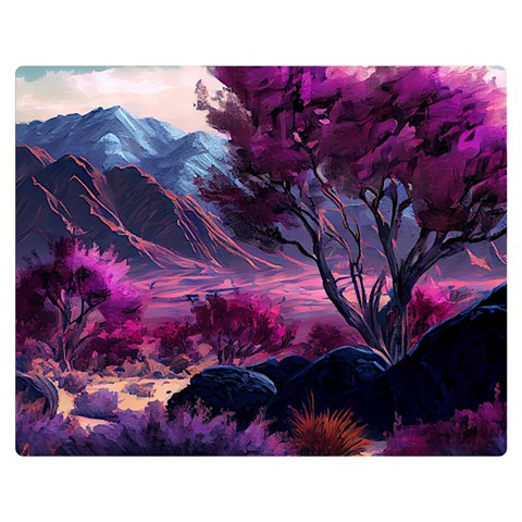 Landscape Landscape Painting Purple Purple Trees One Side Premium Plush Fleece Blanket (Medium) from ArtsNow.com 60 x50  Blanket Front