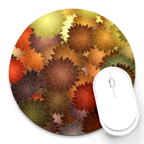 Flower Flora Decoration Pattern Drawing Floral Round Mousepad from ArtsNow.com Front