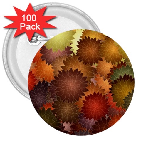 Flower Flora Decoration Pattern Drawing Floral 3  Buttons (100 pack)  from ArtsNow.com Front