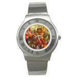 Flower Flora Decoration Pattern Drawing Floral Stainless Steel Watch