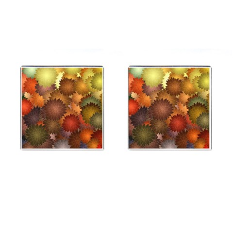 Flower Flora Decoration Pattern Drawing Floral Cufflinks (Square) from ArtsNow.com Front(Pair)