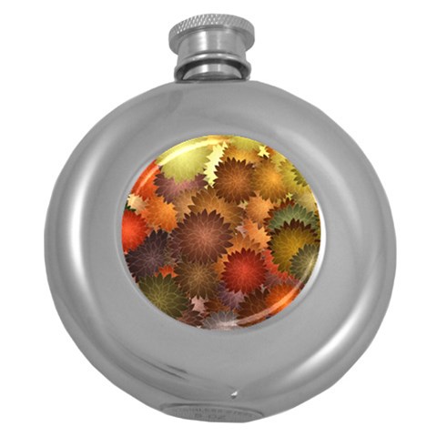 Flower Flora Decoration Pattern Drawing Floral Round Hip Flask (5 oz) from ArtsNow.com Front
