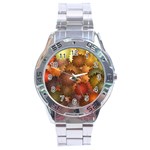 Flower Flora Decoration Pattern Drawing Floral Stainless Steel Analogue Watch