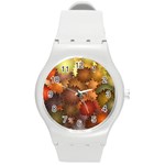 Flower Flora Decoration Pattern Drawing Floral Round Plastic Sport Watch (M)