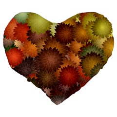 Flower Flora Decoration Pattern Drawing Floral Large 19  Premium Flano Heart Shape Cushions from ArtsNow.com Back