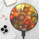 Flower Flora Decoration Pattern Drawing Floral Wireless Fast Charger(Black)