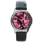 Flower Flora Decoration Pattern Drawing Leaves Round Metal Watch