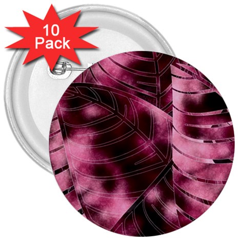 Flower Flora Decoration Pattern Drawing Leaves 3  Buttons (10 pack)  from ArtsNow.com Front